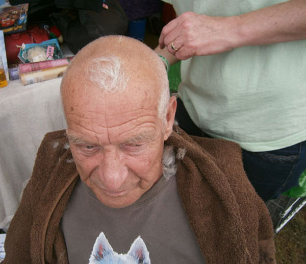 michael having his head shavbed too