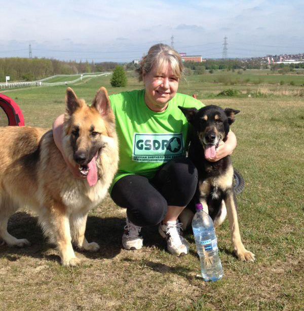 king with foster mum Angie and his best friend molly the gsd
