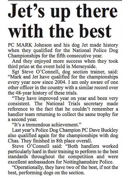 report on police dog trials