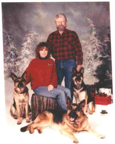 Patte husband and her 3 GSD's from the USA