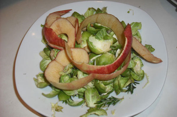 sprouts and apple peel before liquidisin