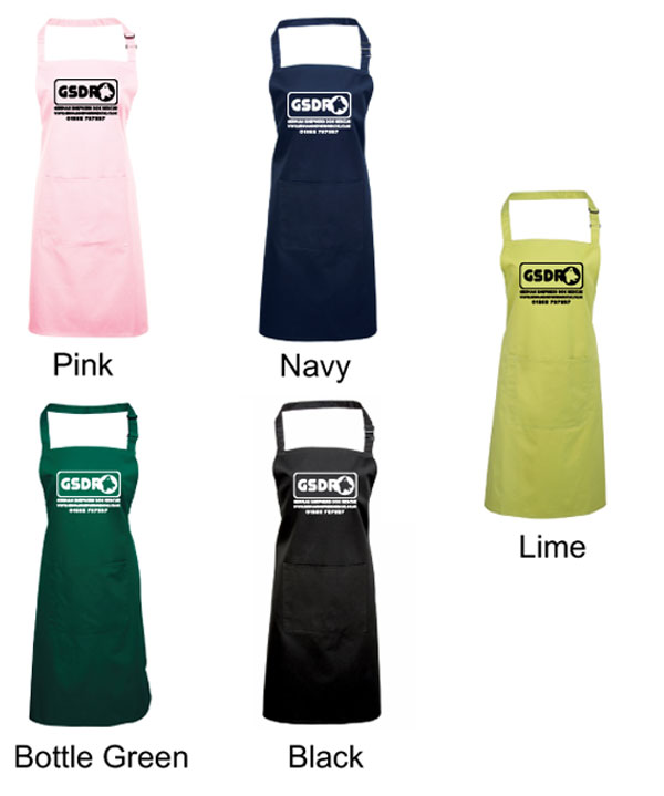 apron printed with GSDR logo