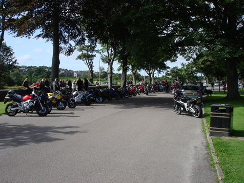 motor bikes all parked up neatly