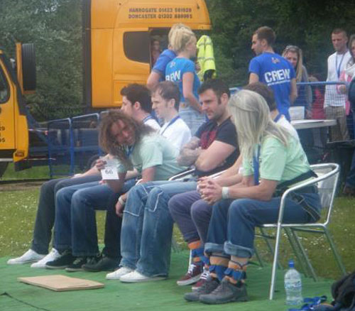 mark and jayne waiting to bungee jump