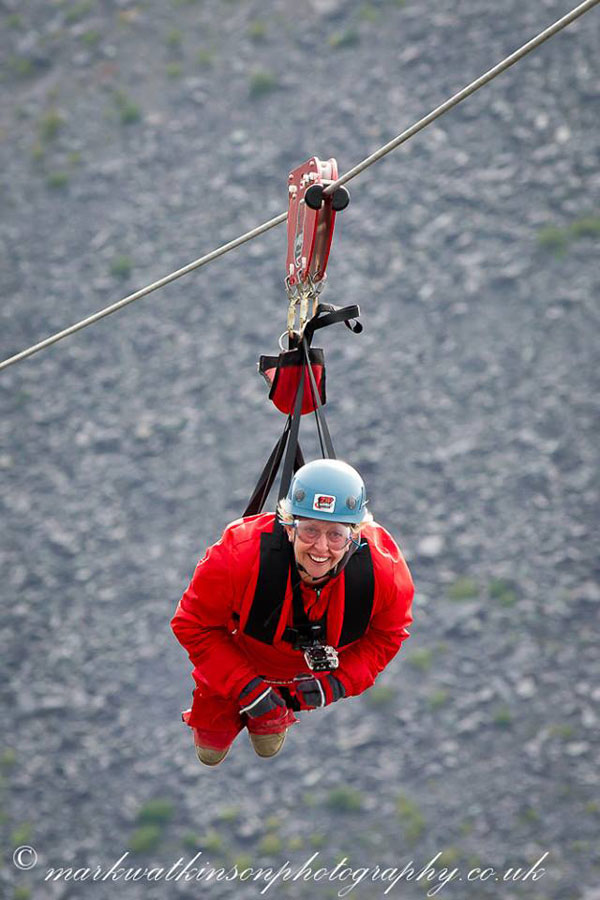 janice doing the zipwire challenge