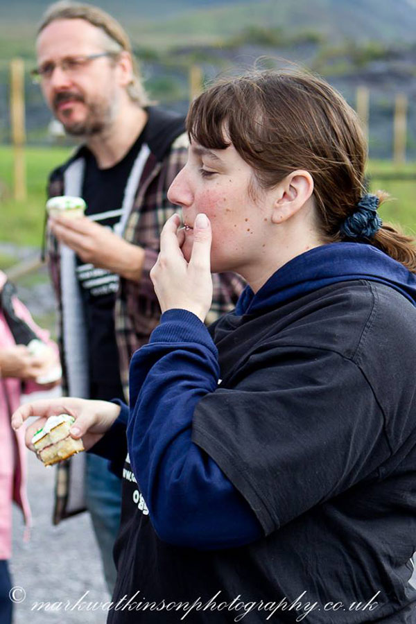 sarah eating spongecake