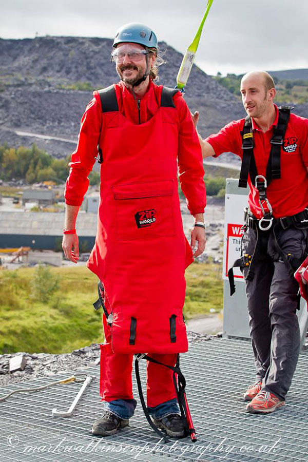 john volunteer in his zipwire outfit