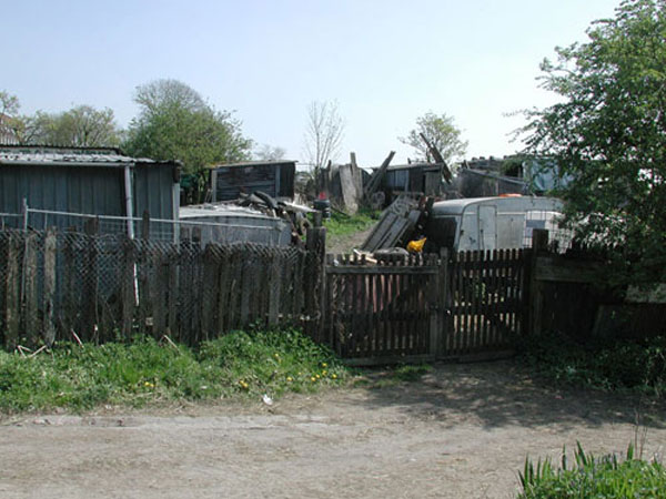 waste land with derelict buildings