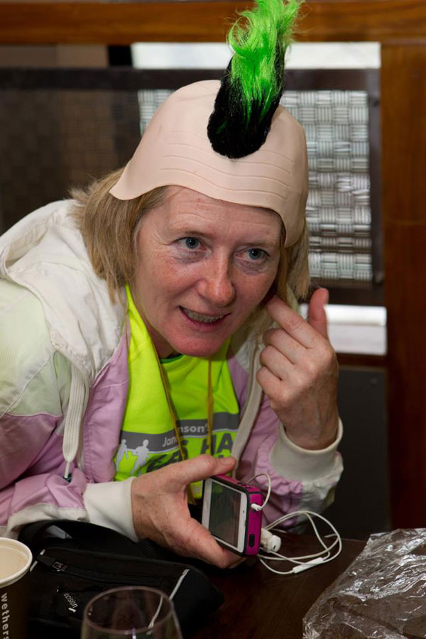 julie gsdr volunteer wearing a silly hat