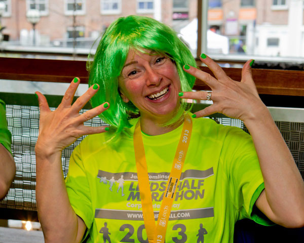 gsdr volunteer with green hair and green nails
