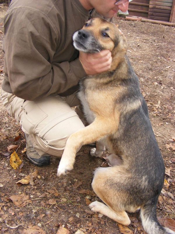 Smiley getting yet another cuddle